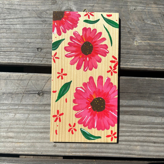 Handgemaltes Wandbild mit Blumenmotiv